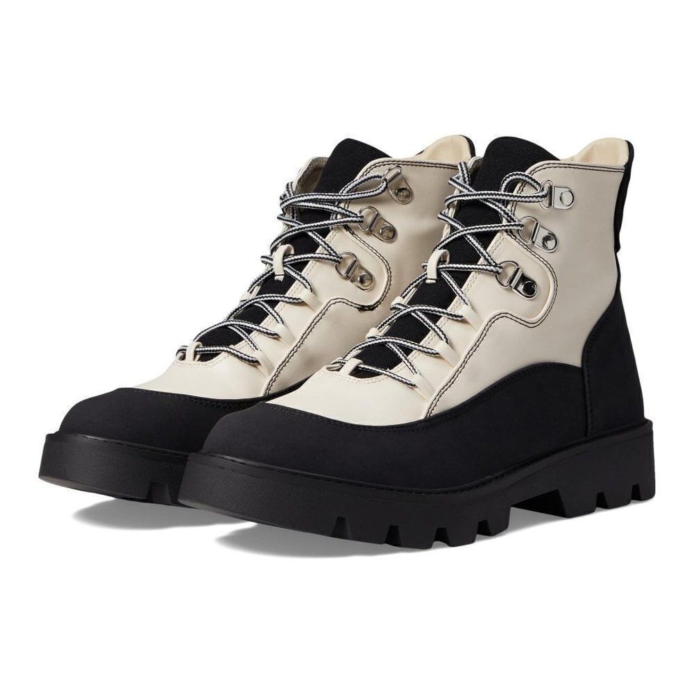 Chinese Laundry Pfeiffer Nbak-Smoo Women Lace Up Boots Black/Cream Size 8.5